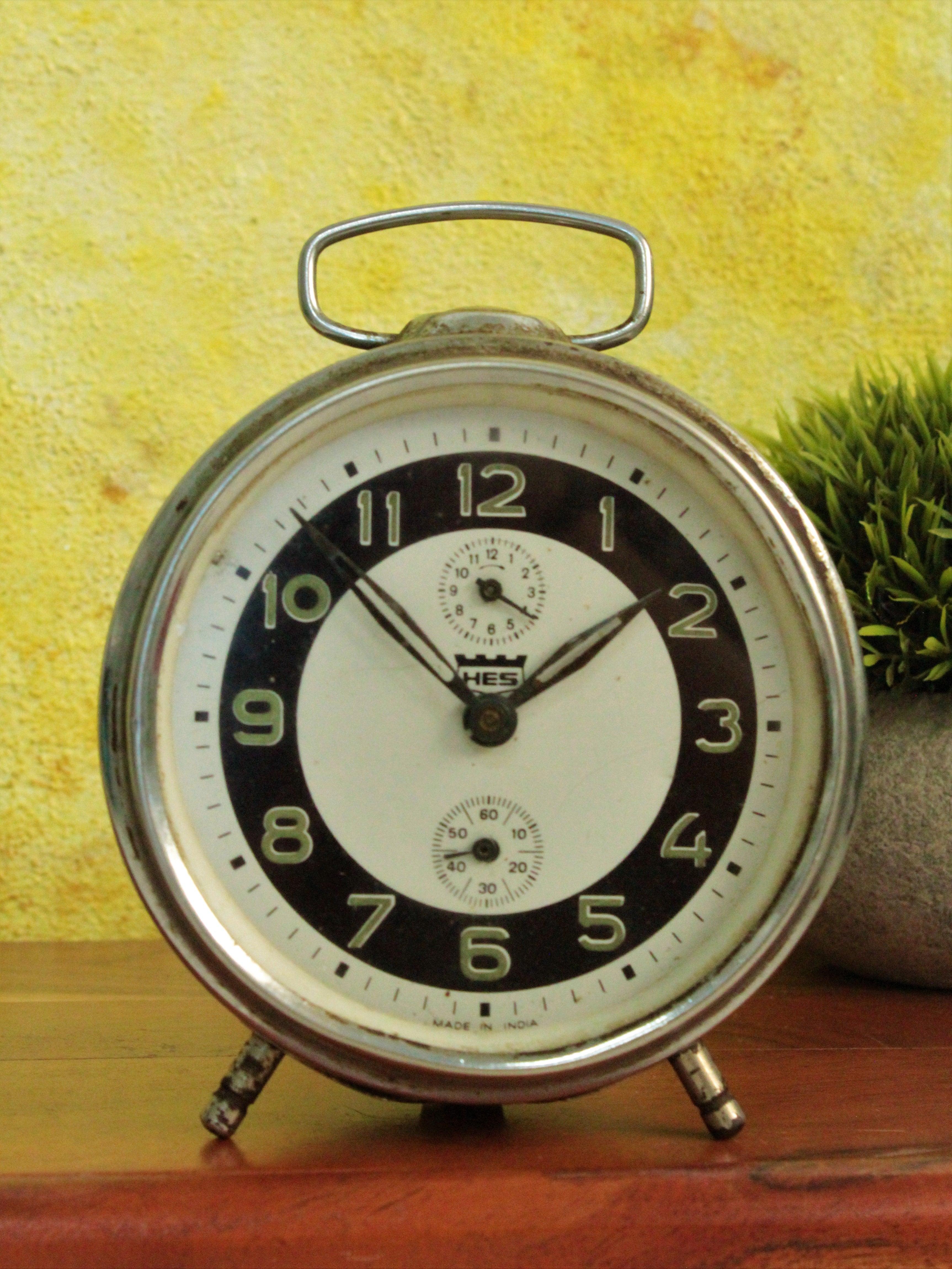Timeless Swiss Craftsmanship, Made in India Vintage Alarm Clock by HES