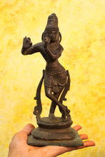 Load image into Gallery viewer, Vintage Brass Murti God Of Love Krishna Size 10.5 x 8.5 x 25
