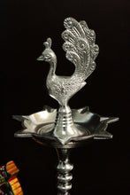 Load image into Gallery viewer, Metal Peacock Deepak: Illuminate Your Daily Pooja and Festive Celebrations
