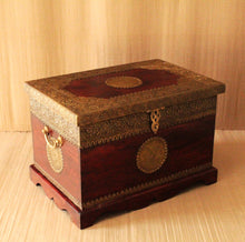 Load image into Gallery viewer, Elegant 24&quot; Wooden Trunk with Heavy Brass Fittings

