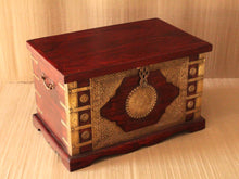 Load image into Gallery viewer, Elegant 24&quot; Wooden Trunk with Heavy Brass Fittings
