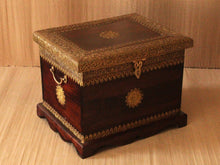 Load image into Gallery viewer, Handcrafted Wooden Trunk in Urdu Style Metal Fittings - Timeless Elegance
