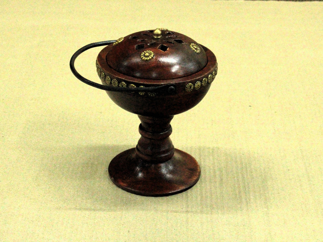 Wooden Dhoop dan with Brass Fitting- Big