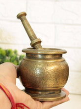Load image into Gallery viewer, Vintage Brass Mortar and Pestle: A Timeless Culinary Companion
