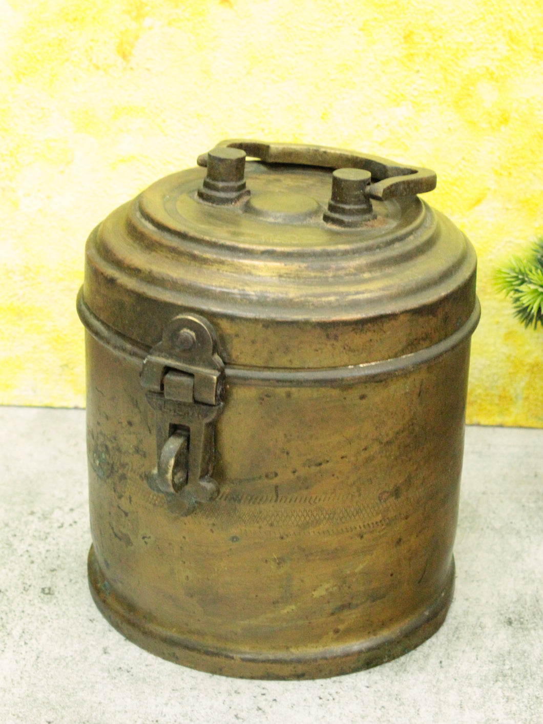 Elegant Vintage Brass Container with Handle