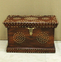 Load image into Gallery viewer, Wooden Trunk with Brass Nailwork - Vintage Charm and Versatile Storage
