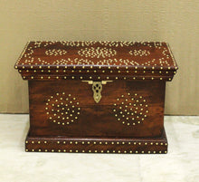 Load image into Gallery viewer, Wooden Trunk with Brass Nailwork - Vintage Charm and Versatile Storage
