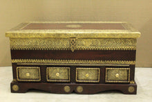 Load image into Gallery viewer, Vintage Wooden Trunk with Brass Fittings - A Sturdy and Stylish Storage Solution
