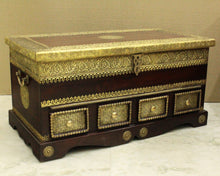 Load image into Gallery viewer, Vintage Wooden Trunk with Brass Fittings - A Sturdy and Stylish Storage Solution
