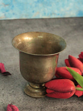 Load image into Gallery viewer, Beautiful Vintage Brass Footed Glass - Style It by Hanika
