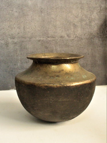 Beautiful Vintage Brass Water Pot or Kalash Size 18.2x 18.2 x 14 cm - Style It by Hanika
