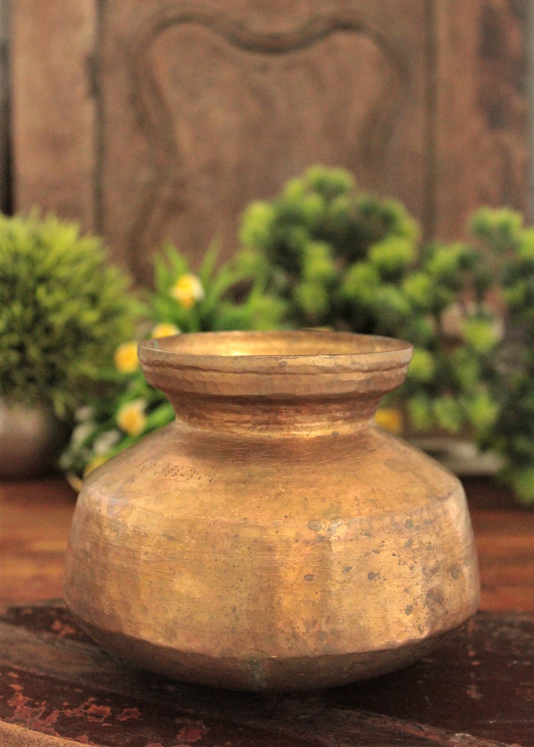 Vintage Brass Hammered Pot