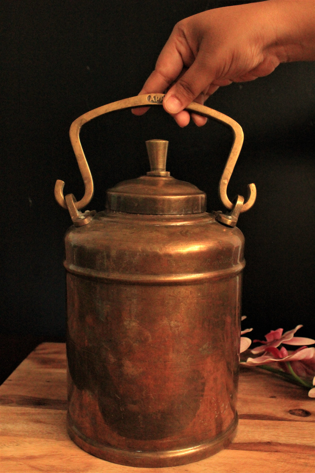 Elegant Vintage Brass Container with Handle (Height - 24 Inches)