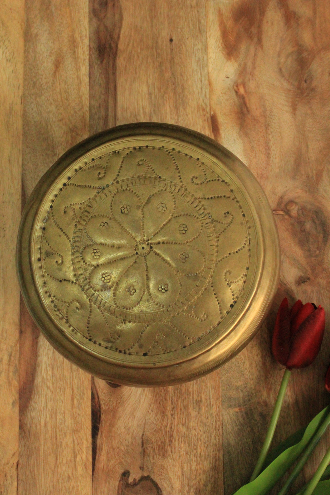 Vintage Brass Container (Katordan) with Carved Lid - Style It by Hanika