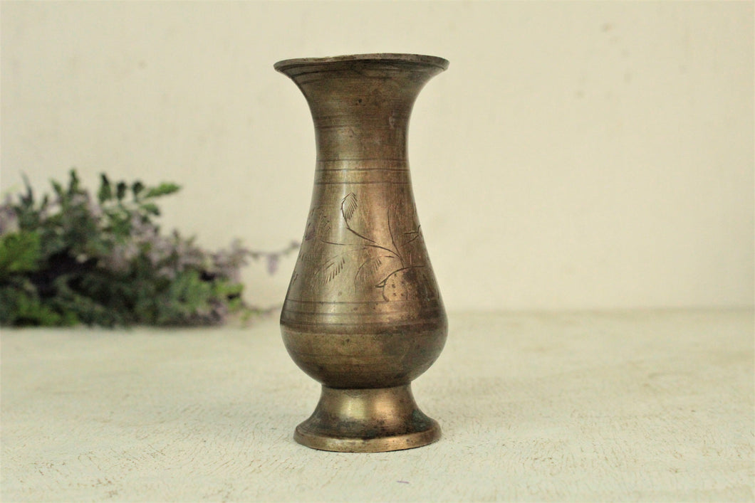 Vintage Classy Brass Hand Punched Flower Vase