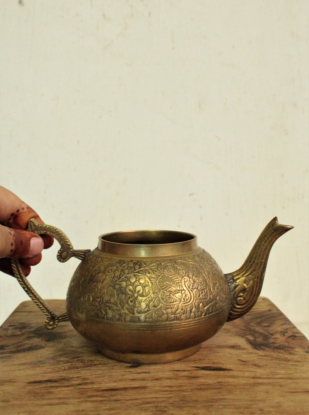 Vintage Brass Delicately Carved Tea pot