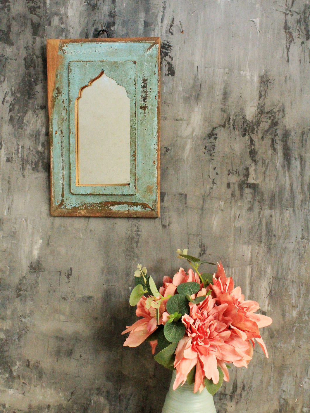 Wooden Distressed Mehraab Mirror Frame made from Vintage Window pane
