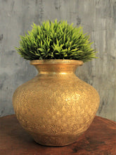 Load image into Gallery viewer, Vintage Beautifully Carved Brass Pot
