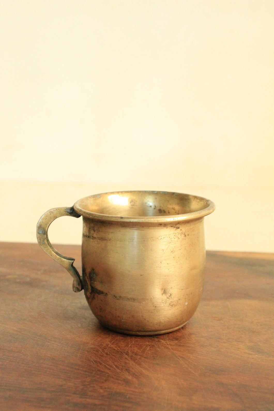 Beautiful Vintage Hand Punched Brass Cup with Handle