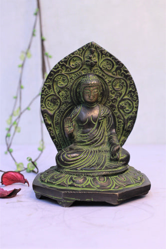 Abhaya Buddha Idol Blessing Buddhism Brass Statue Size 10 x 9.5 x 14 cm - Style It by Hanika