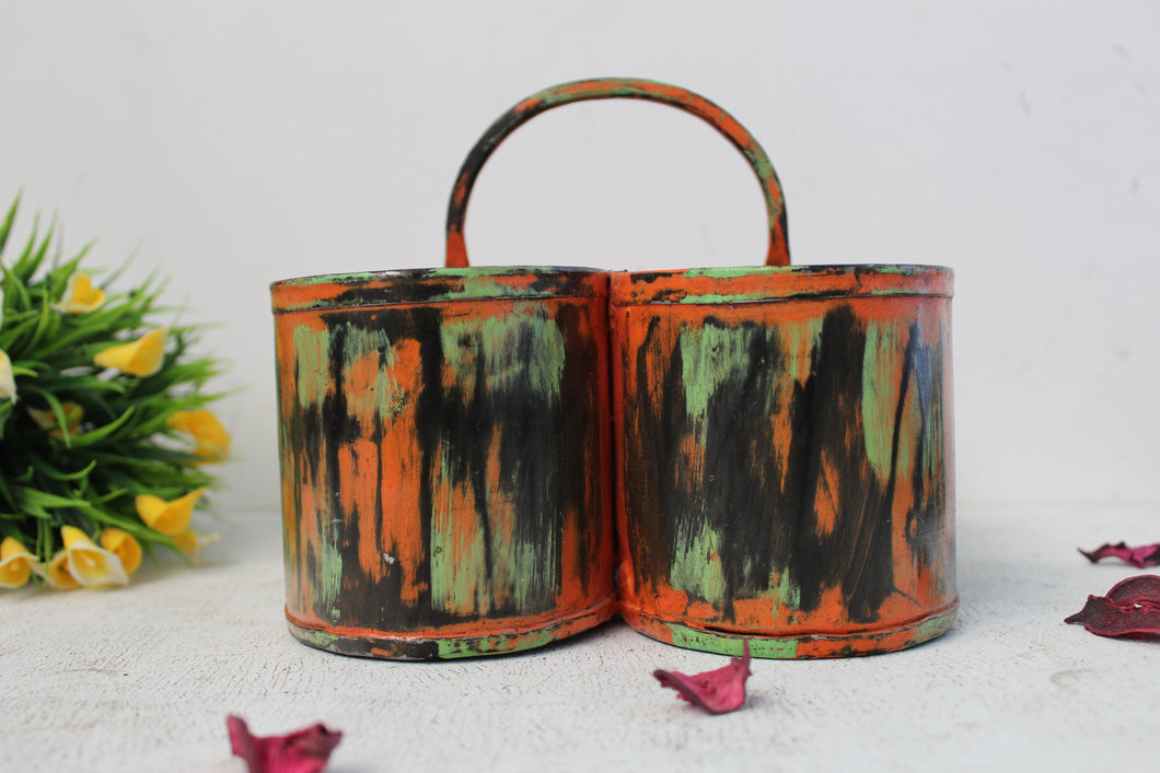 Abstract Color Metal 4 Khana Chutney or Vegetable Holder Size (LxBxH) - 7.25 x 7.25 x 6.25 Inches - Style It by Hanika