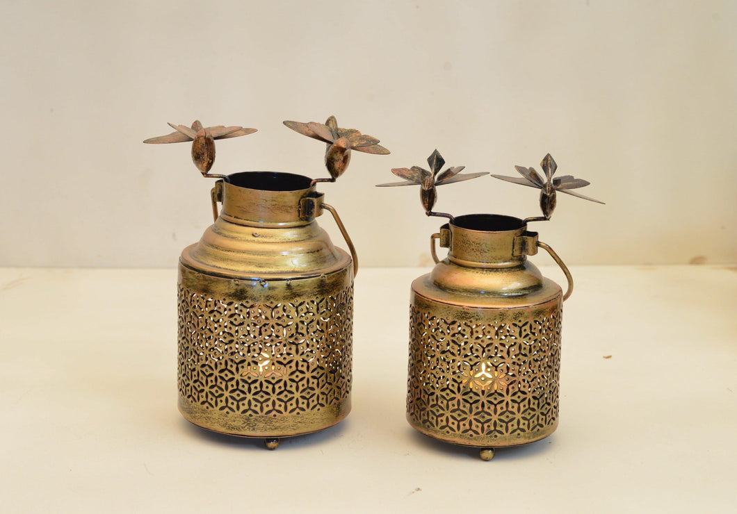 Antique Gold Finish Bird Pot Tea Light Holders (Set of 2) - Style It by Hanika