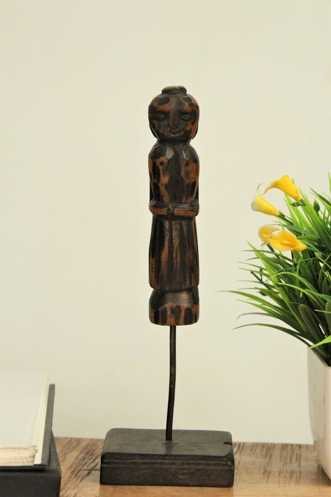 Antique Wooden Hand Carved Standee Showpiece for Table Decor. Size 9 x 6 x 26 cm - Style It by Hanika