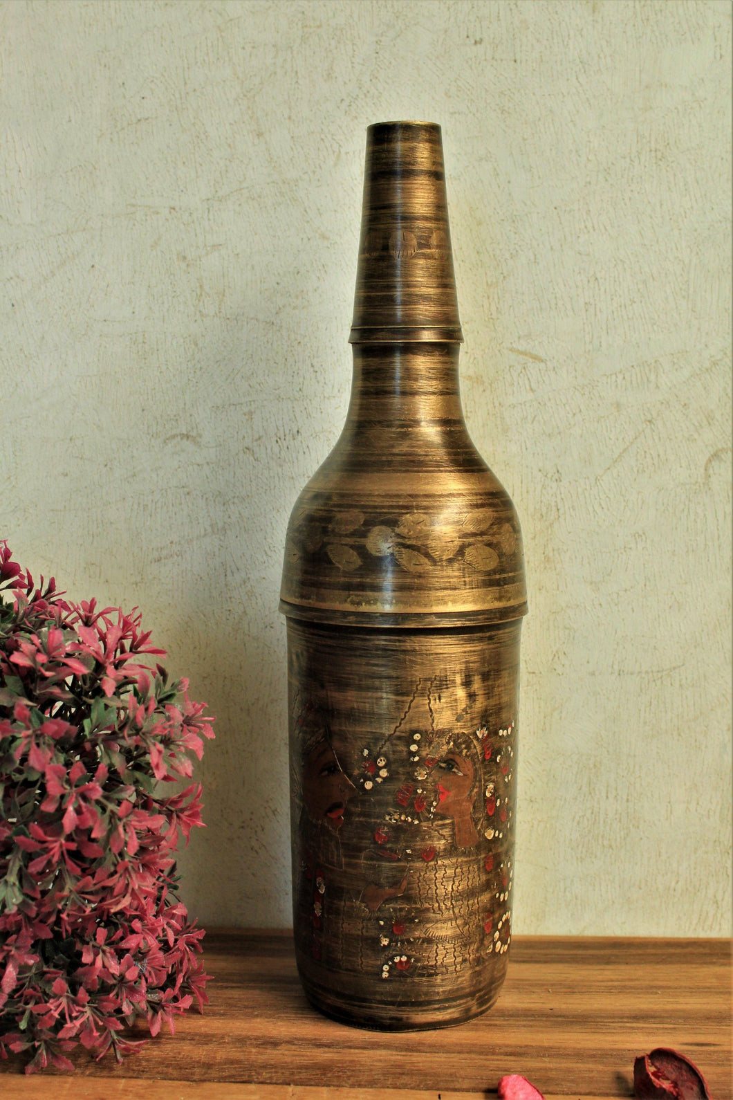 Beautiful Vintage Brass Bottle Planter (Size 8.5x8.5x32 cm) - Style It by Hanika
