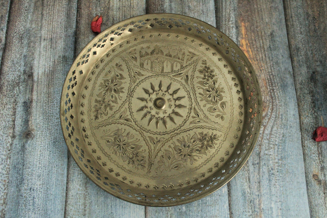 Beautiful Vintage Brass Engraved Plate (Length - 10.2