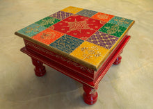 Load image into Gallery viewer, Handcrafted Wooden Painted Chowki 10x10 Inch - Style It by Hanika
