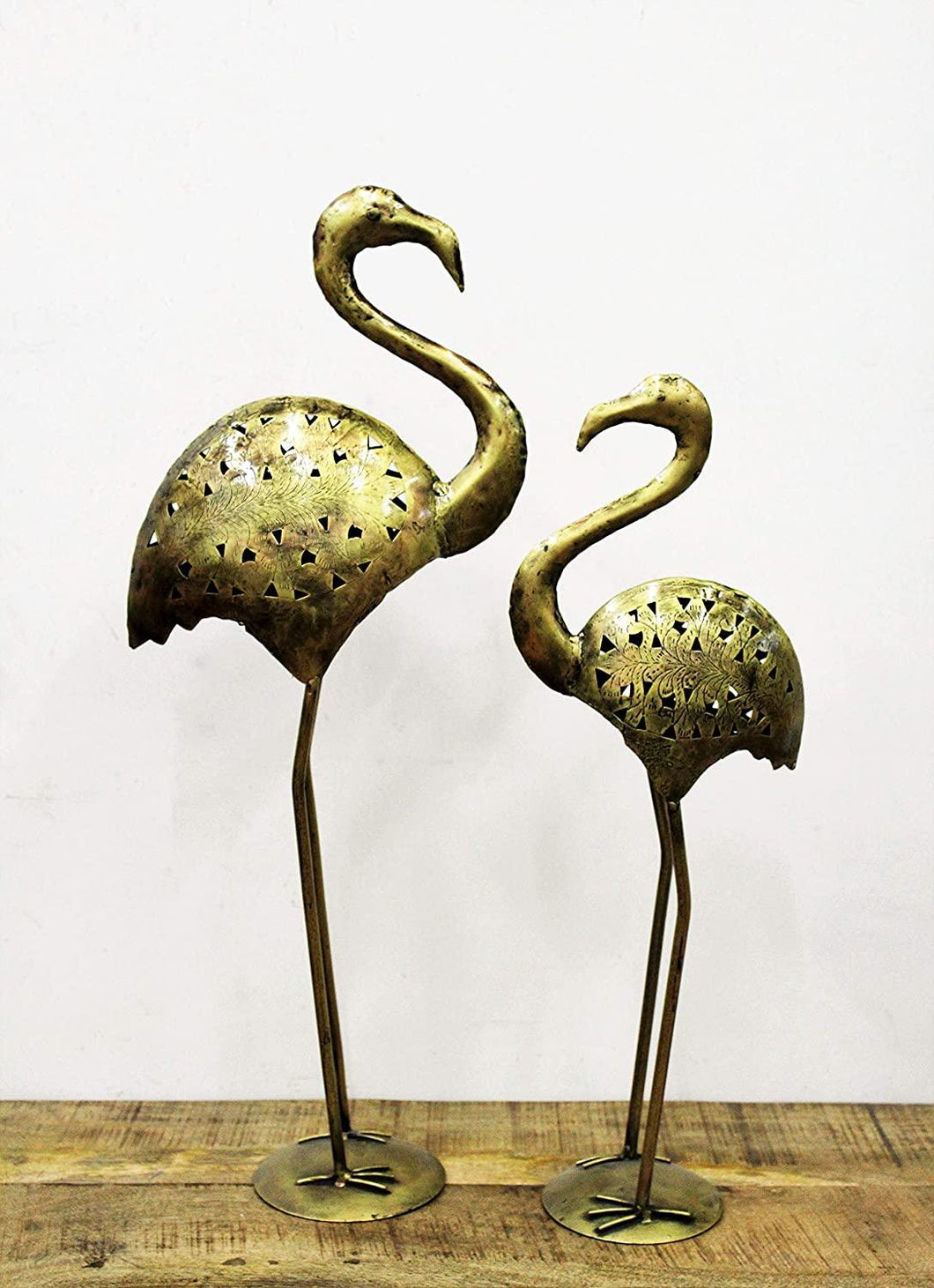 Iron Handcrafted Crane Tea Light Holders Set of 2, Size 30.4 x 15.2 x 76.2 cm - Style It by Hanika
