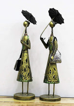 Load image into Gallery viewer, Iron Handcrafted Umbrella Lady - Home &amp; Office Decor Set of 2 Pieces Size 10.2 x 10.2 x 44.5 cm - Style It by Hanika
