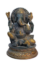 Load image into Gallery viewer, Lord Brass Ganesh ji with Mushak Statue God Idol Size 10.5 x 10.5 x 14.5 cm - Style It by Hanika
