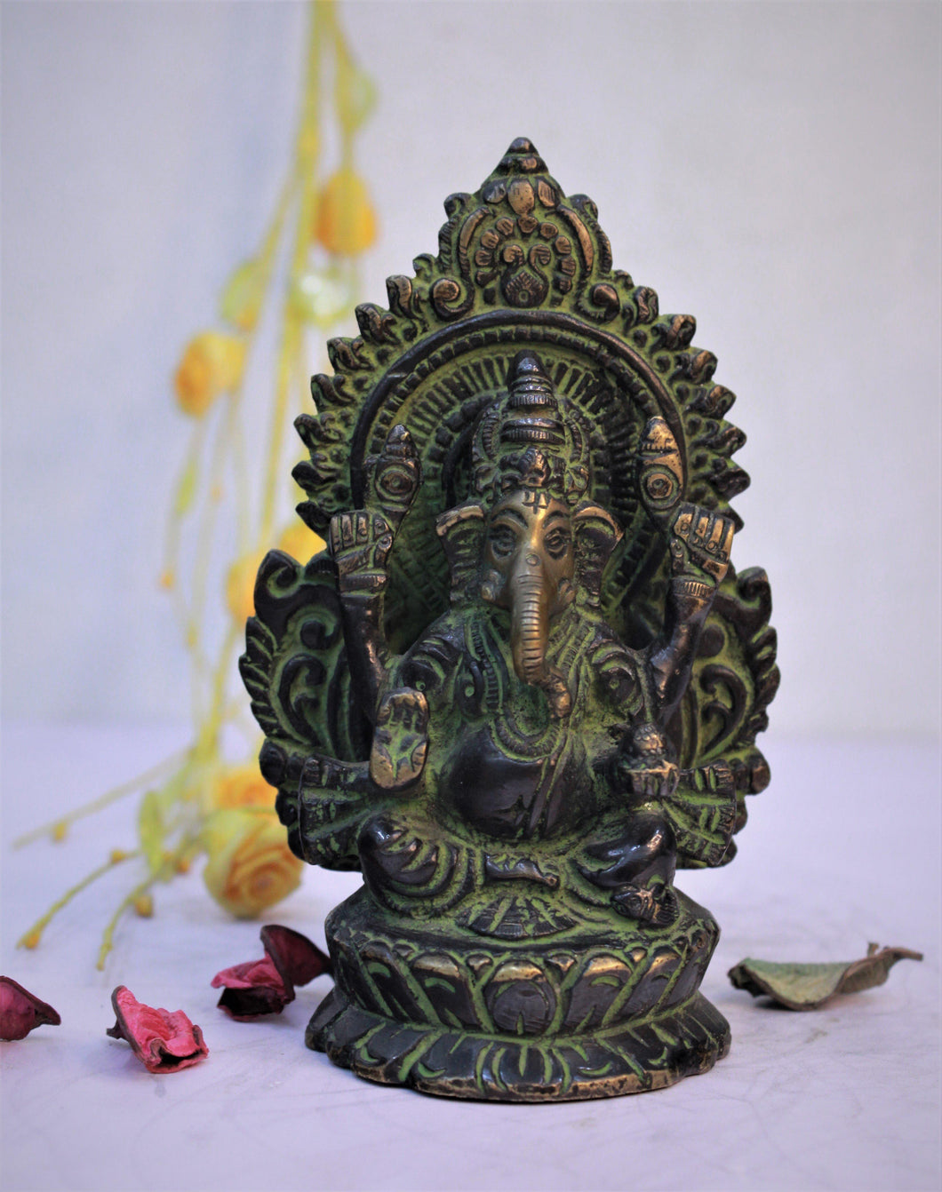 Lord Ganpati Ganesha on Singhashan Statue God Idol Size 9 x 5.5 x 14 cm - Style It by Hanika