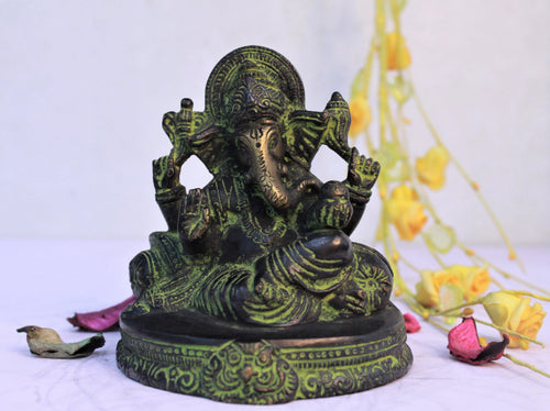 Mangalkari Charbhuja Ganpati Statue God Idol Size 11 x 8.5 x 11.5 cm - Style It by Hanika