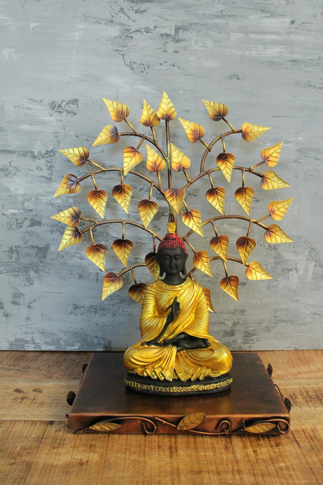 Meditating Buddha Under Tree, Unique Metal Decor - Style It by Hanika