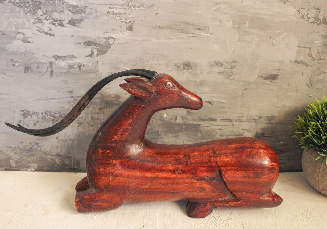 Metal and Wood Handcrafted Deer Figurine - Style It by Hanika