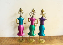 Load image into Gallery viewer, Metal Handcrafted Lady Musician Figurine Set of 3 - Style It by Hanika

