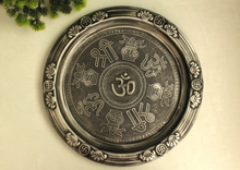 Load image into Gallery viewer, &#39;OM&#39; embossed art plate Pooja Thali - Style It by Hanika
