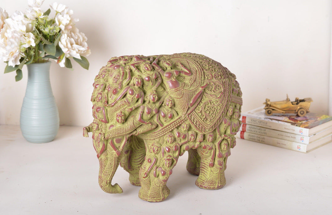 Polyresin Tribal Airavat Elephant Statue in Stone Finish - Style It by Hanika