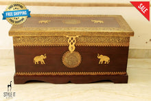 Load image into Gallery viewer, Premium Wooden Trunk With Heavy Brass Work 36 X 18 Inches (Lxbxh) Handcrafted Box
