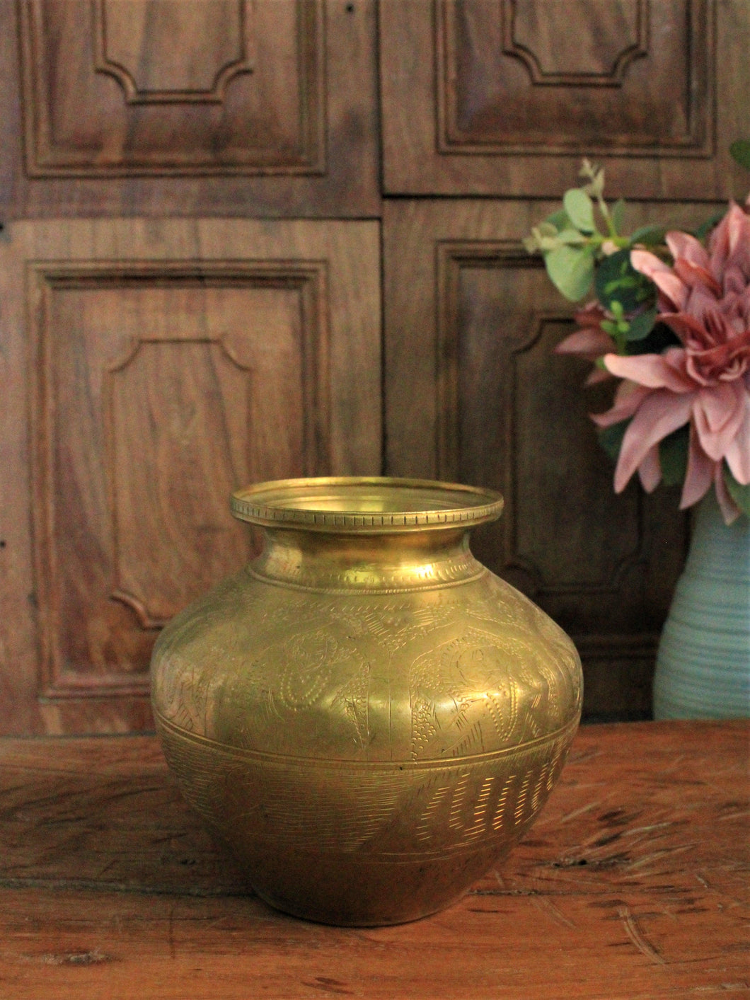 Vintage Beautifully Carved Brass Pot - Style It by Hanika