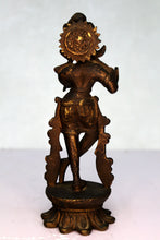 Load image into Gallery viewer, Vintage Brass Murti God Of Love Krishna On Flower Size 7 x 7 x 19 cm - Style It by Hanika
