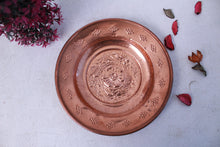 Load image into Gallery viewer, Vintage Carved Copper Plate: Handmade by Folk Artisans (Size-7.5&quot;) - Style It by Hanika
