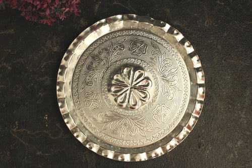 White Metal Art Plate: Food Styling Essential (Size-11.2