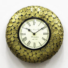 Load image into Gallery viewer, Wooden Wall Clock: Frame Designed with Coins - Style It by Hanika

